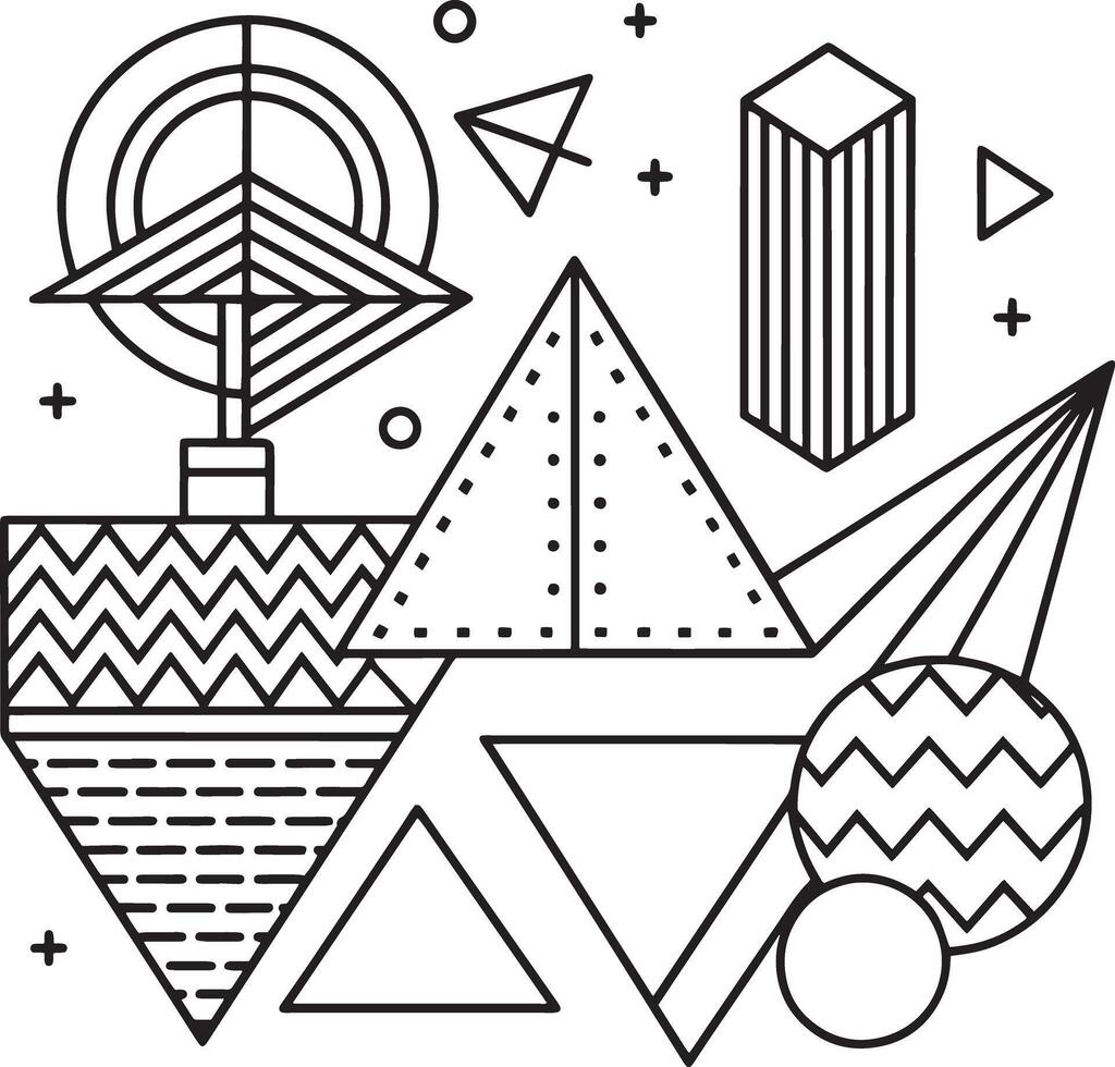 abstract geometric shapes in memphis style illustration vector