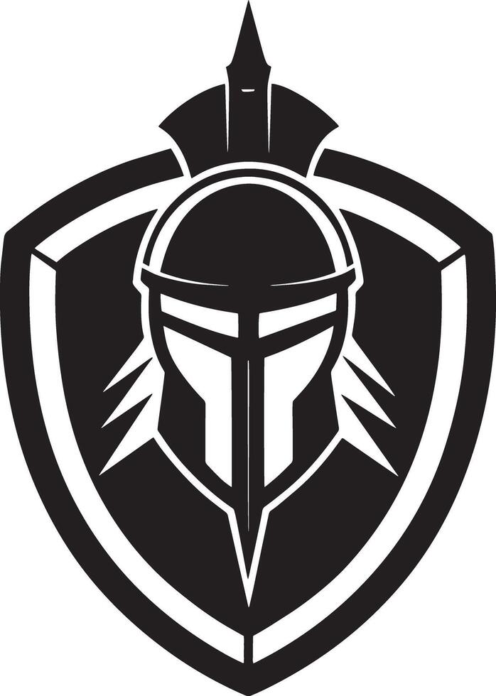 Spartan Warrior Logo With Helmet and Shield for Decor Tshirt Tattoo vector