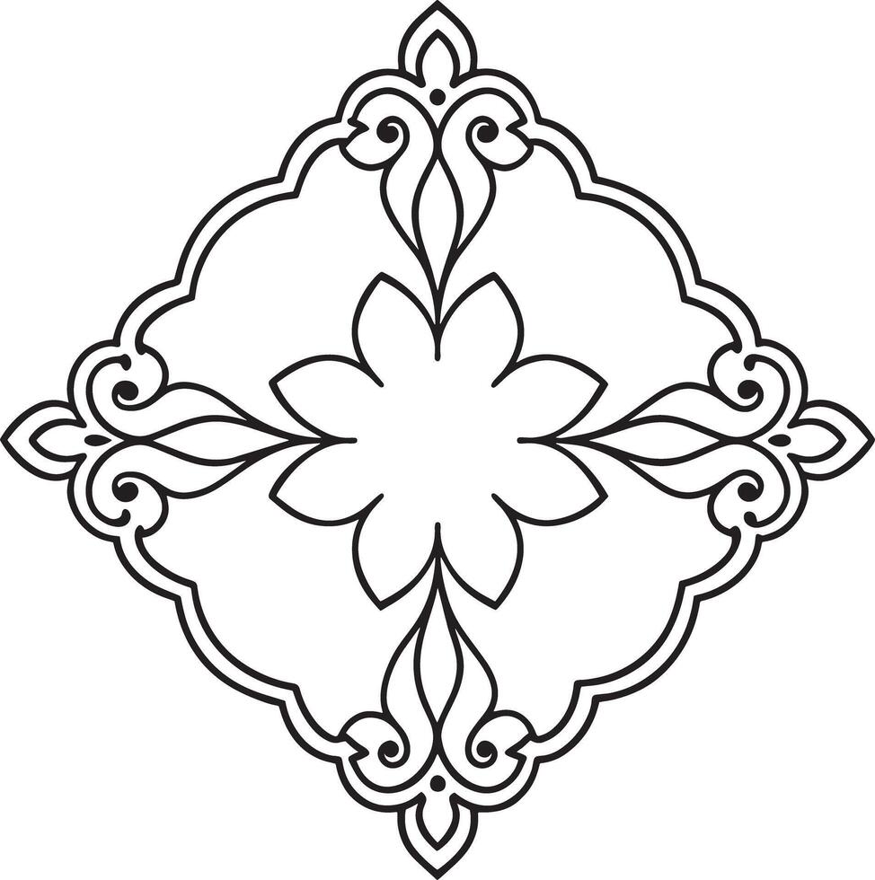 frame with floral ornament illustration black and white vector