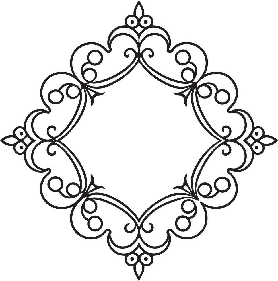 frame with floral ornament illustration black and white vector