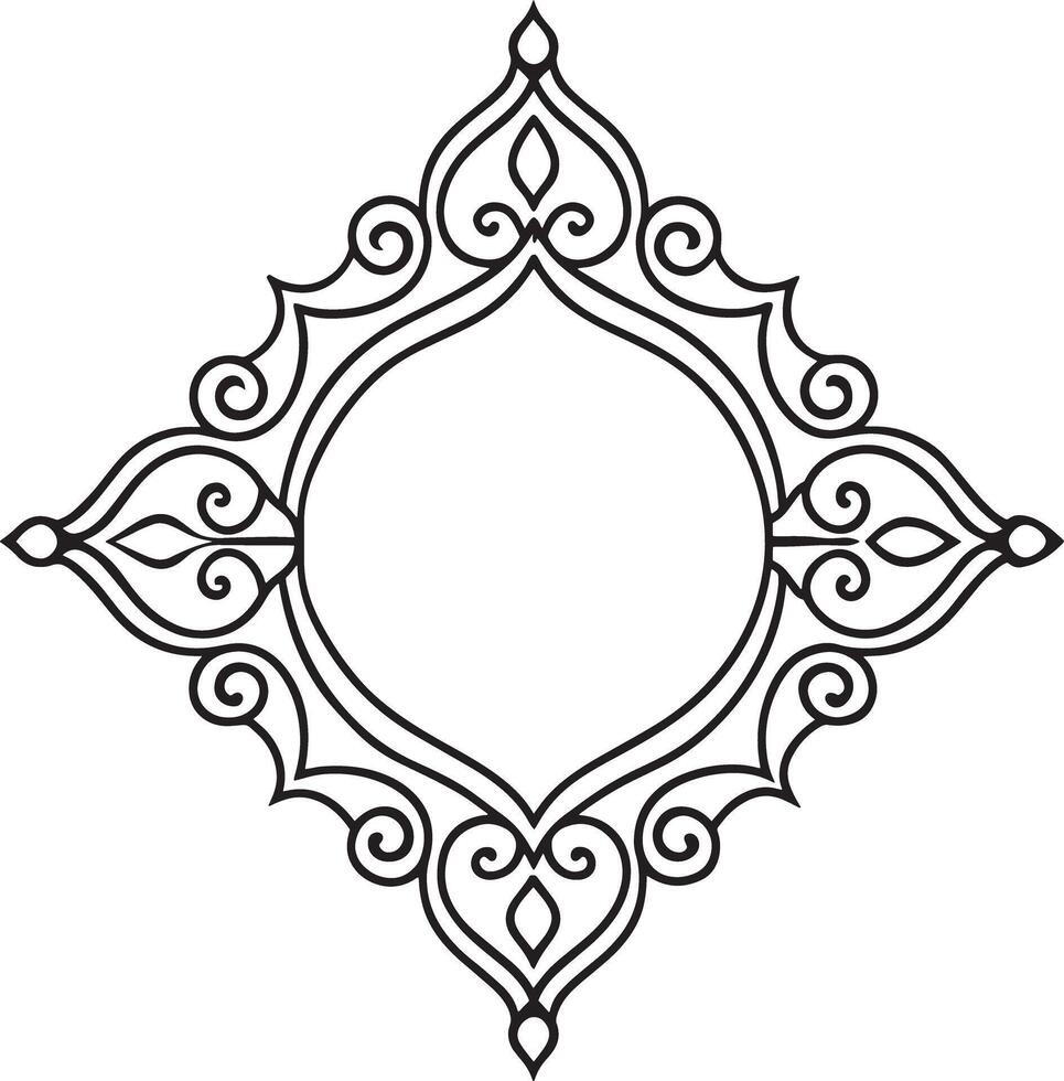 frame with floral ornament illustration black and white vector