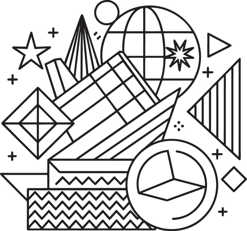 abstract geometric shapes in memphis style illustration vector