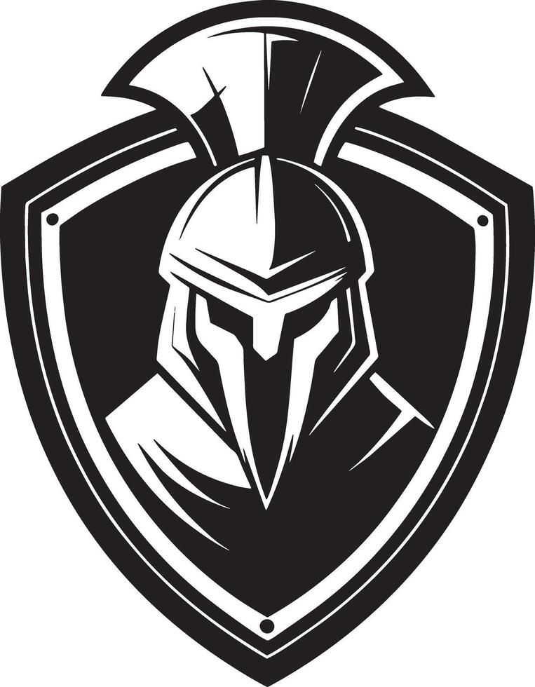 Spartan Warrior Logo illustration black and white vector