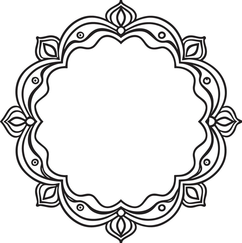 abstract floral frame with ornament black and white vector