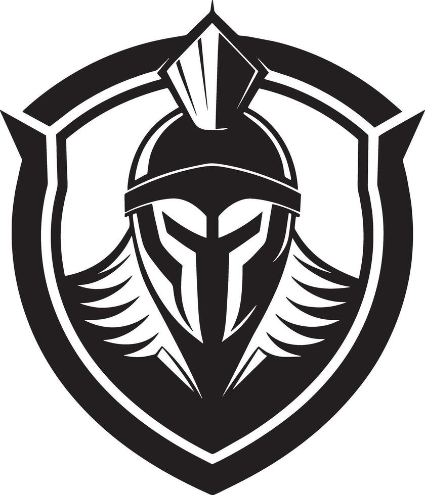 Spartan Warrior Logo With Helmet and Shield for Decor Tshirt Tattoo vector