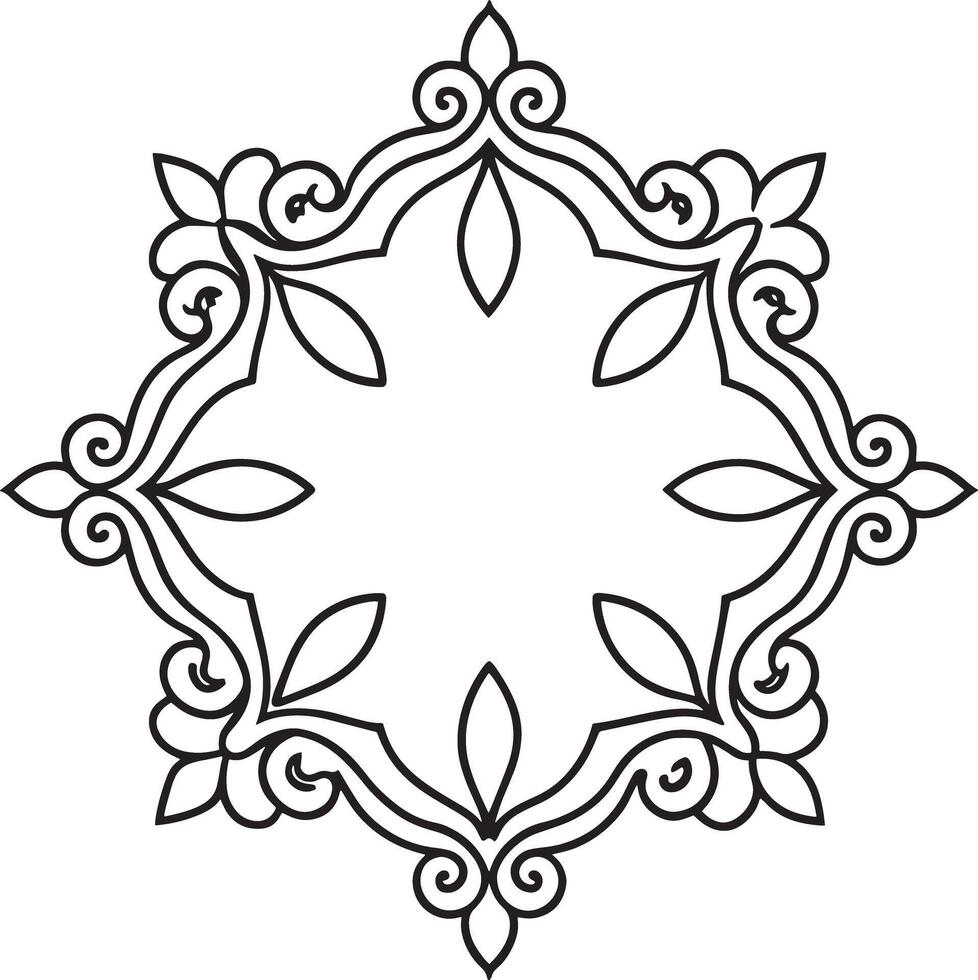 frame with floral ornament illustration black and white vector