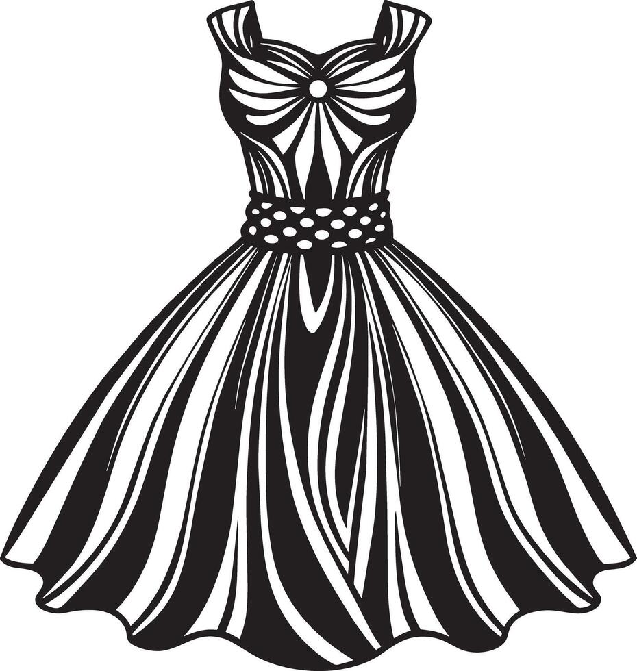 illustration of a women dress black and white vector