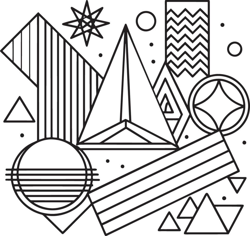 abstract geometric shapes in memphis style illustration vector