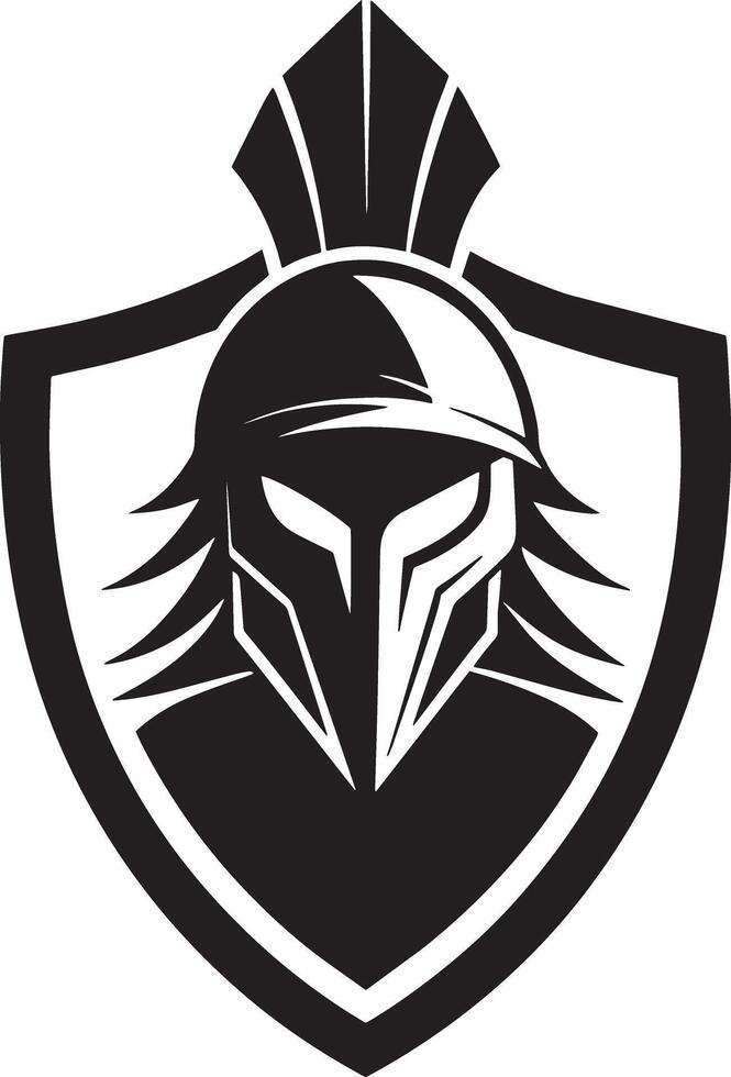 Spartan Warrior Logo With Helmet and Shield for Decor Tshirt Tattoo vector