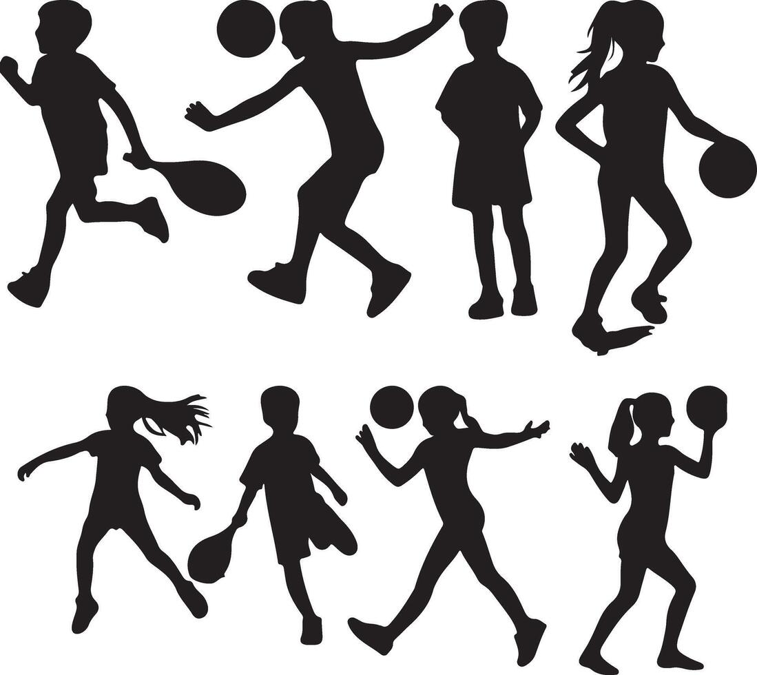 Children silhouette set illustration design vector
