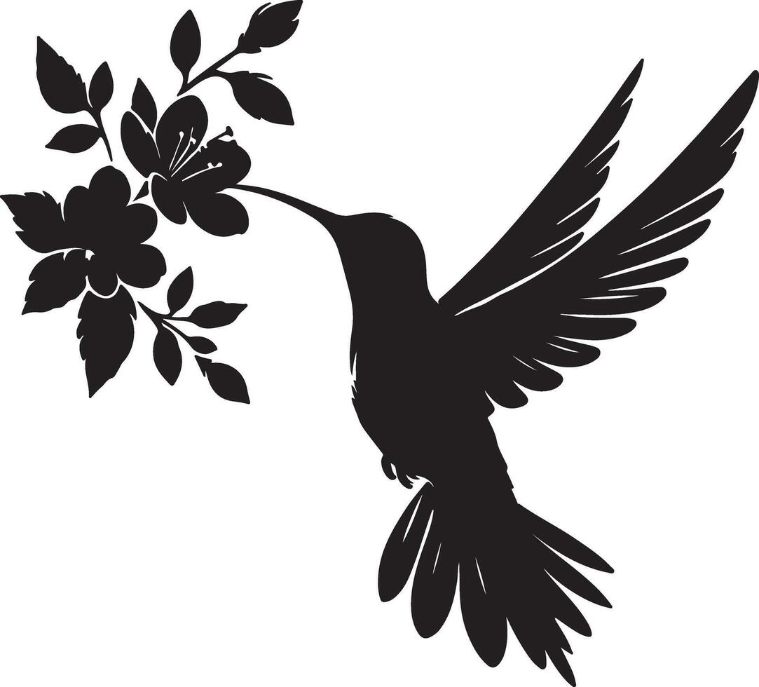 Flying hummingbirds silhouette isolated on white background vector