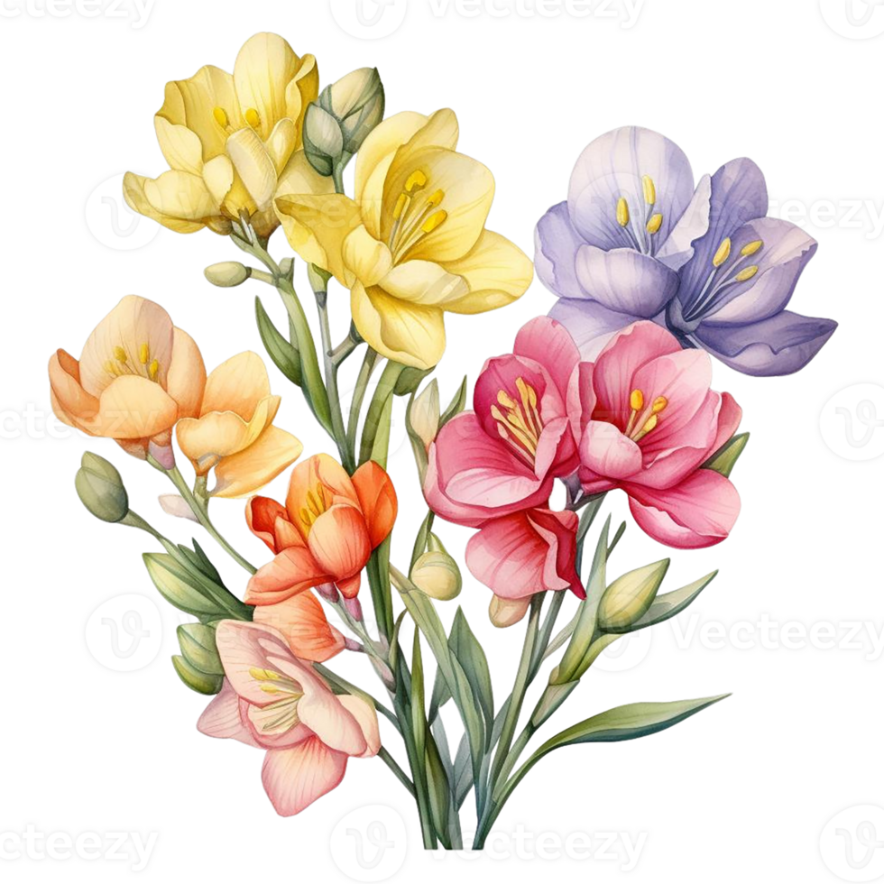Beautiful flower watercolor isolate transparent background. png