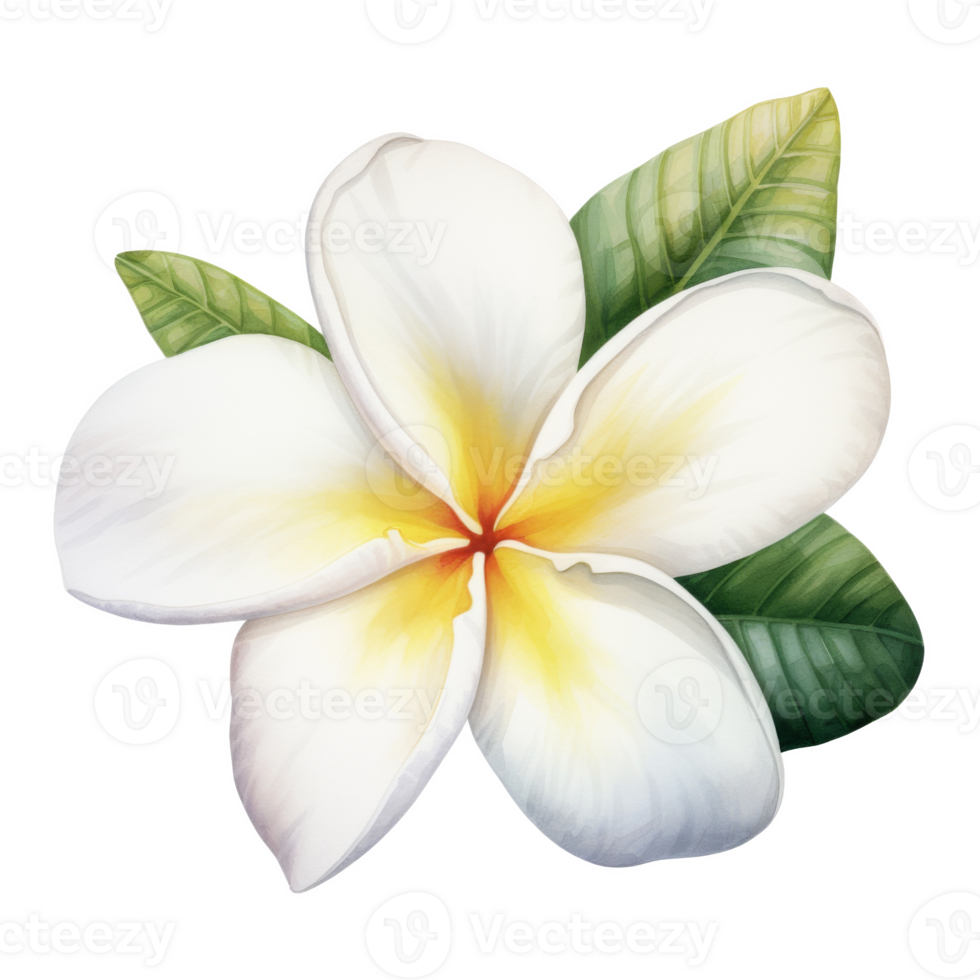 Plumeria, Tropical Flower Illustration. Watercolor Style png