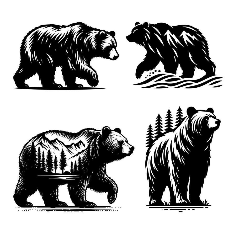 The hunter is hunting black silhouette vector