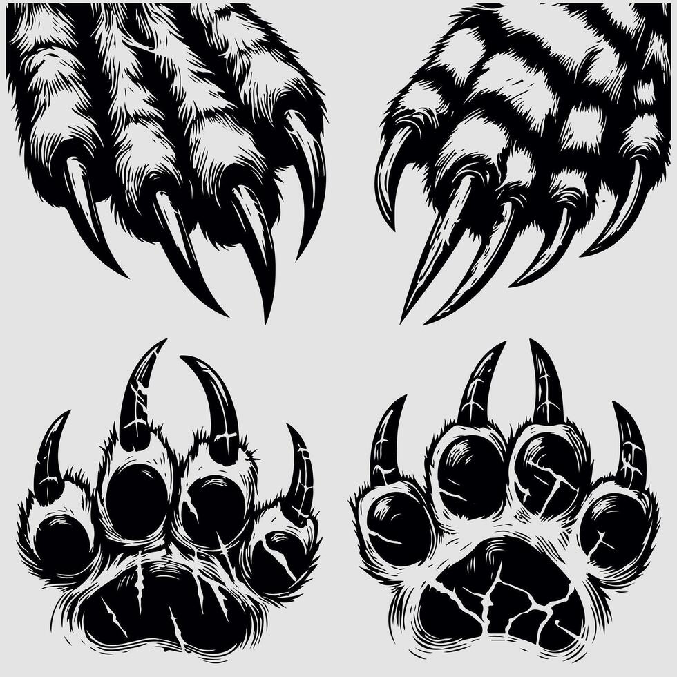 Claw marks scratch marks of dragon, bear, tiger beast, Silhouette vector