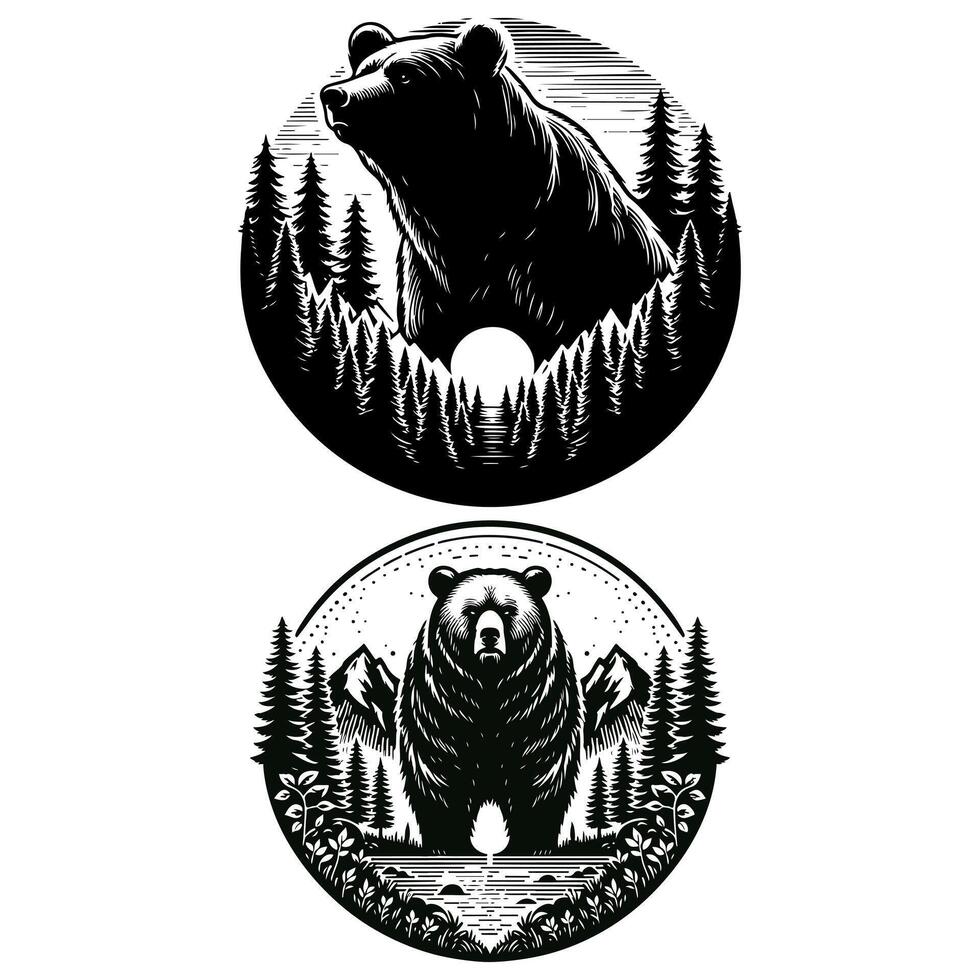 The hunter is hunting black silhouette vector