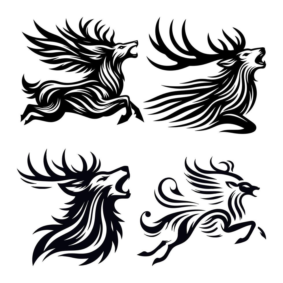 The hunter is hunting black silhouette vector