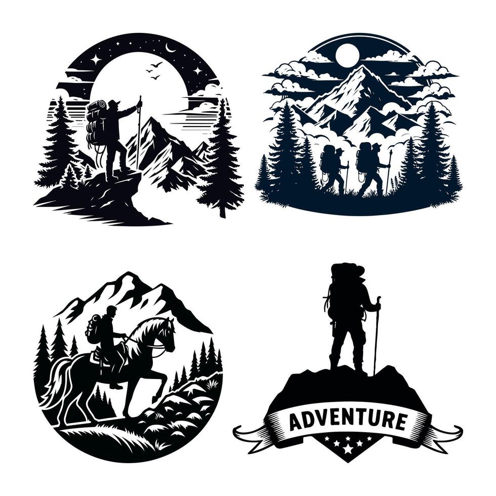 The hunter is hunting black silhouette vector