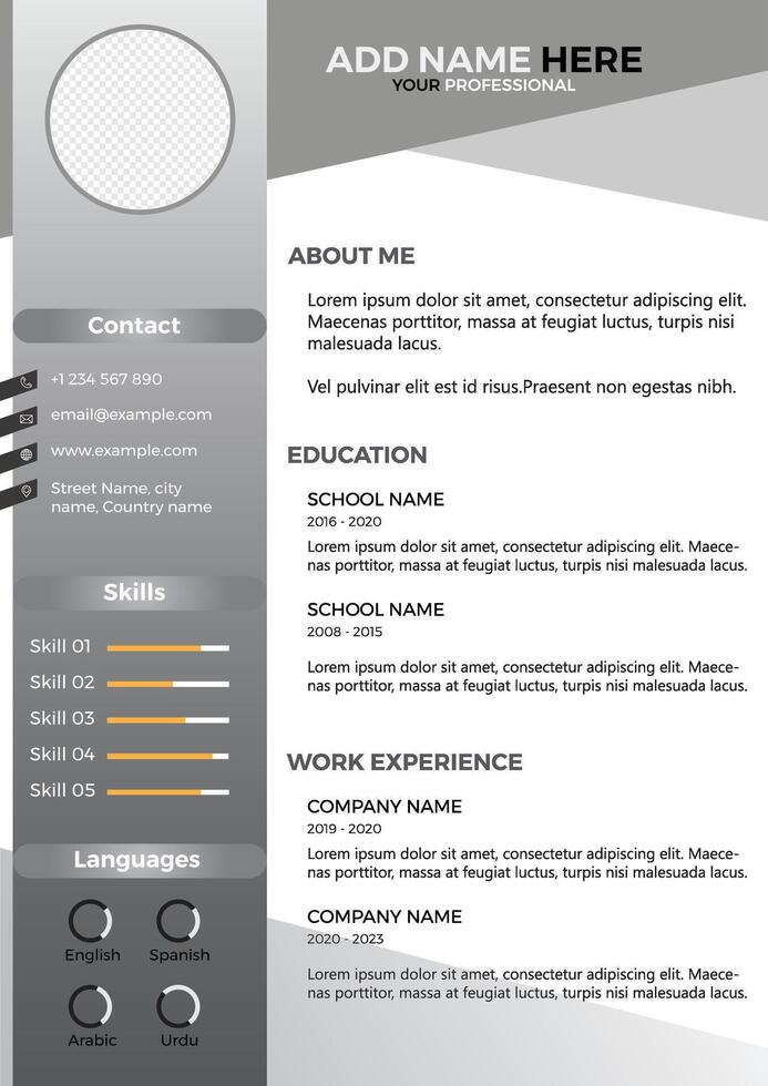 Professional CV and Resume template design. vector