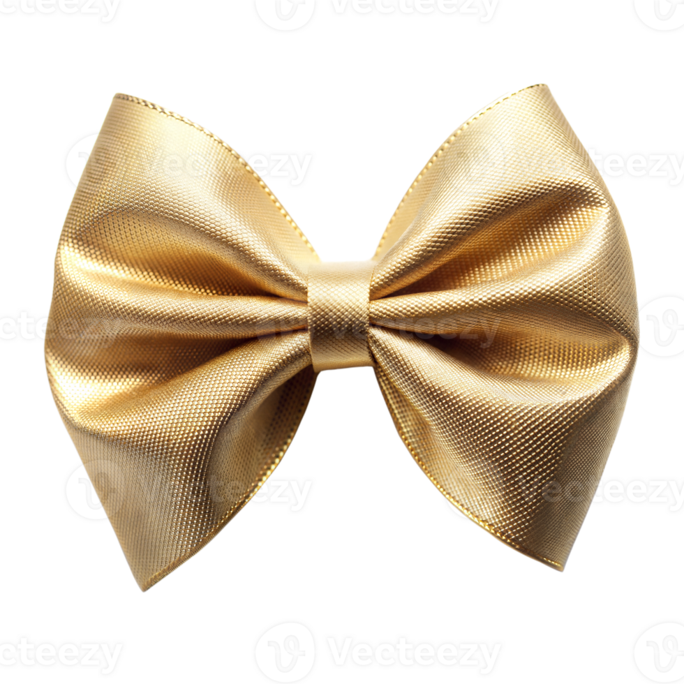 Golden Satin Bow Tie Isolated on Transparent Background png