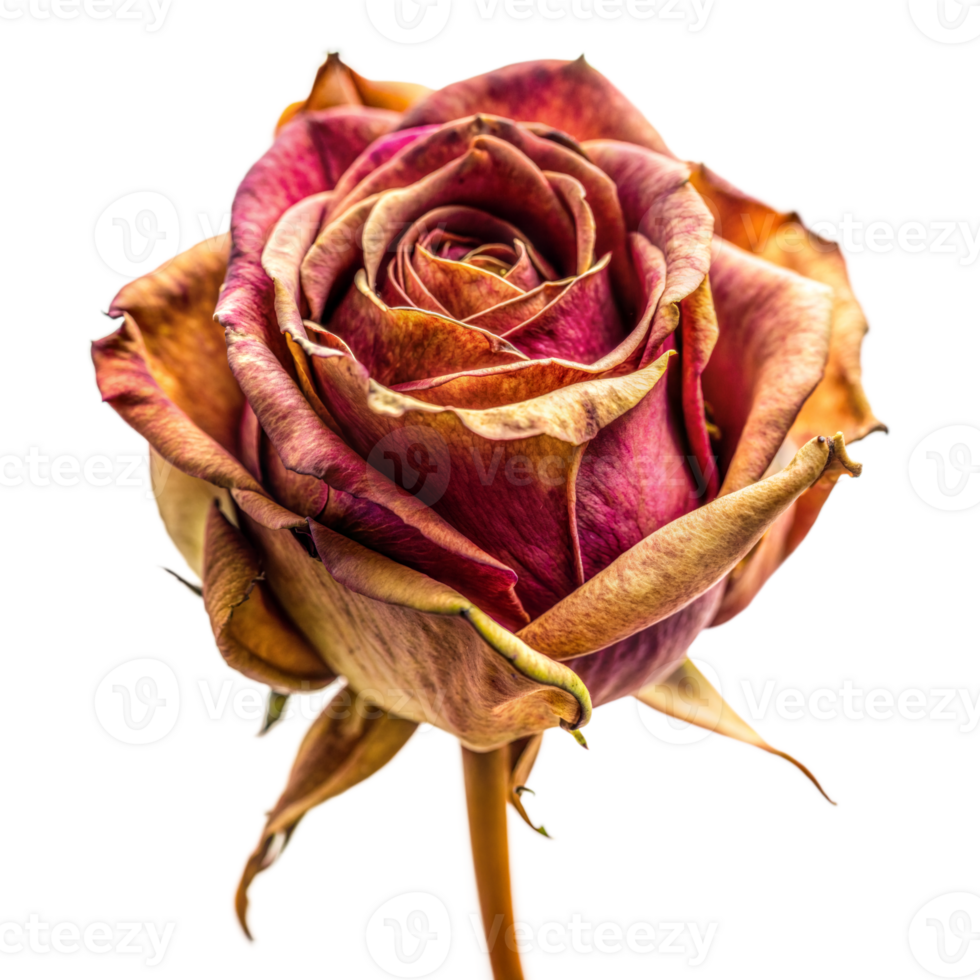 Close Up of a Dried Burgundy Rose png