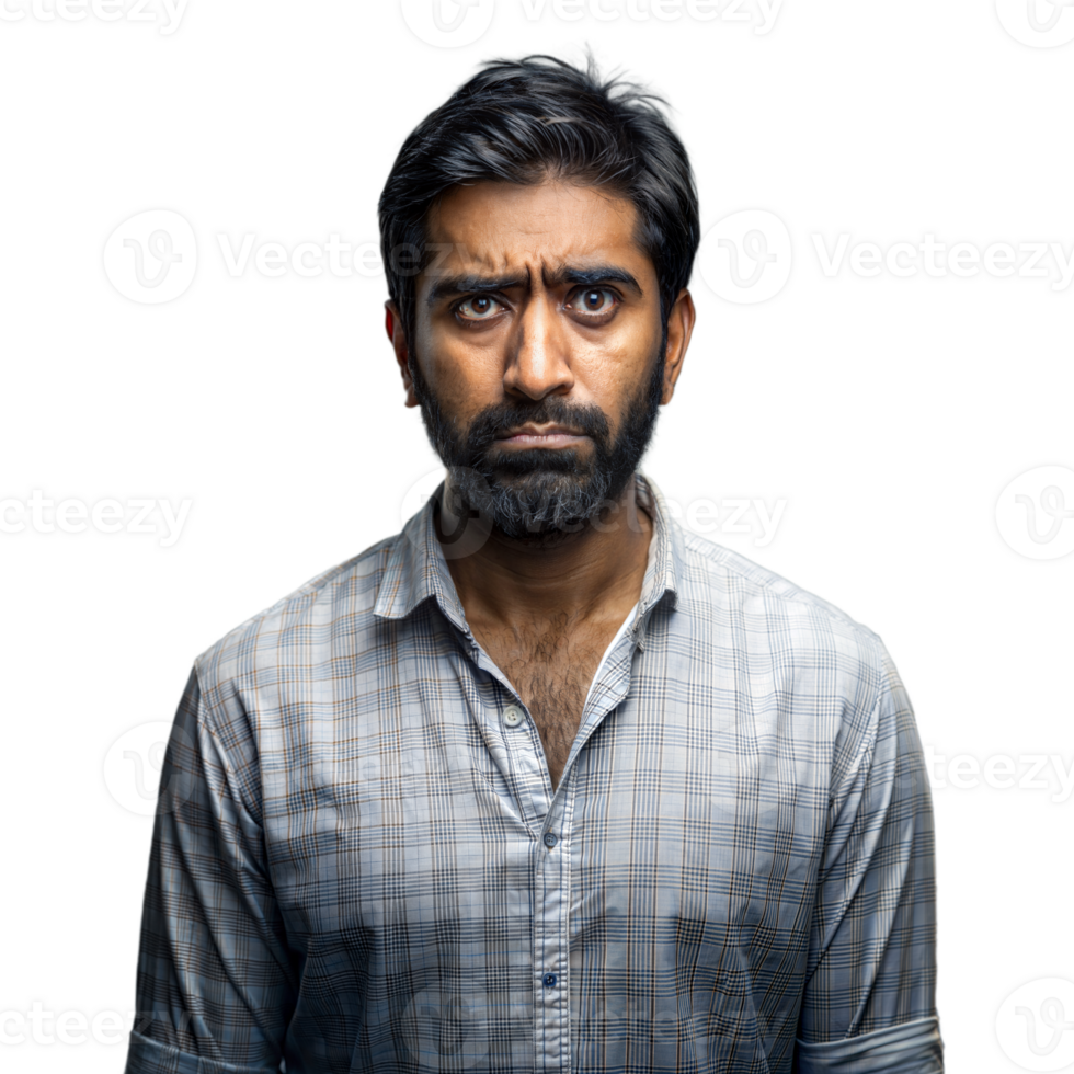 Serious Man With Beard Staring at Camera in Studio png