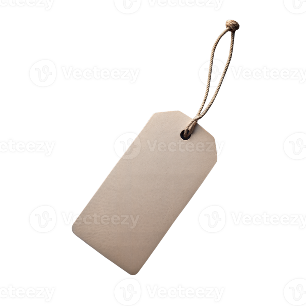 Blank Brown Paper Tag With String Loop Isolated On transparent Background png