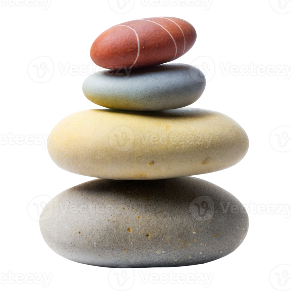 Stack of Four Smooth Stones on Transparent Background png