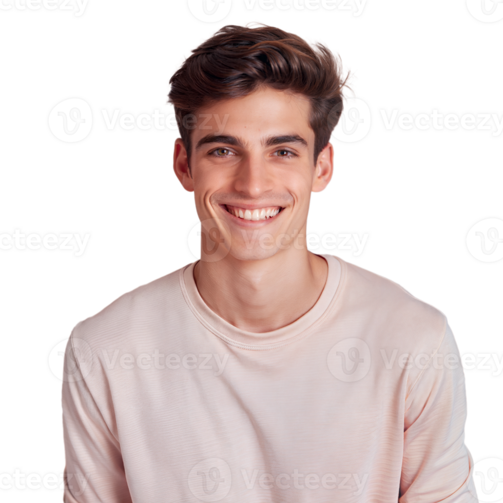 Smiling Young Man Posing Indoors Against Transparent Background png
