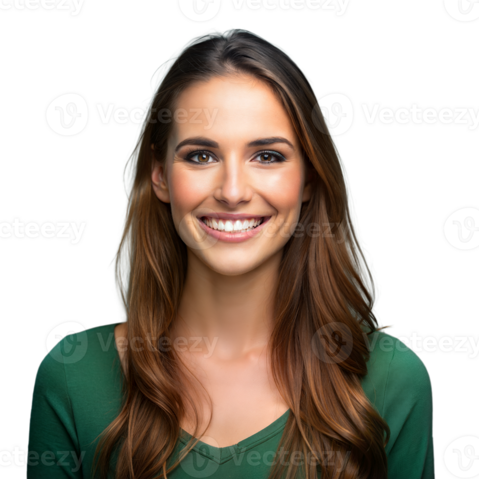 Woman Smiling in a Green Shirt With Transparent Background png
