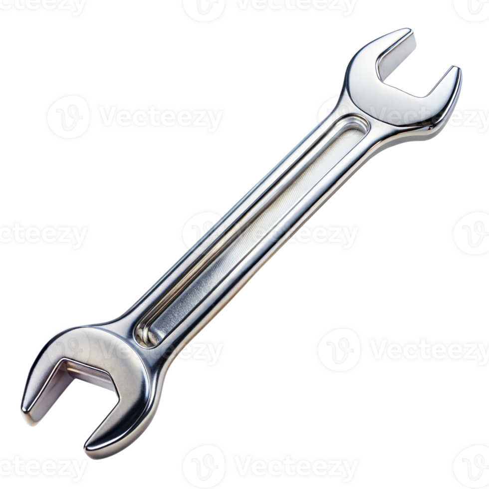 Chrome Double-Ended Wrench on Transparent Background png