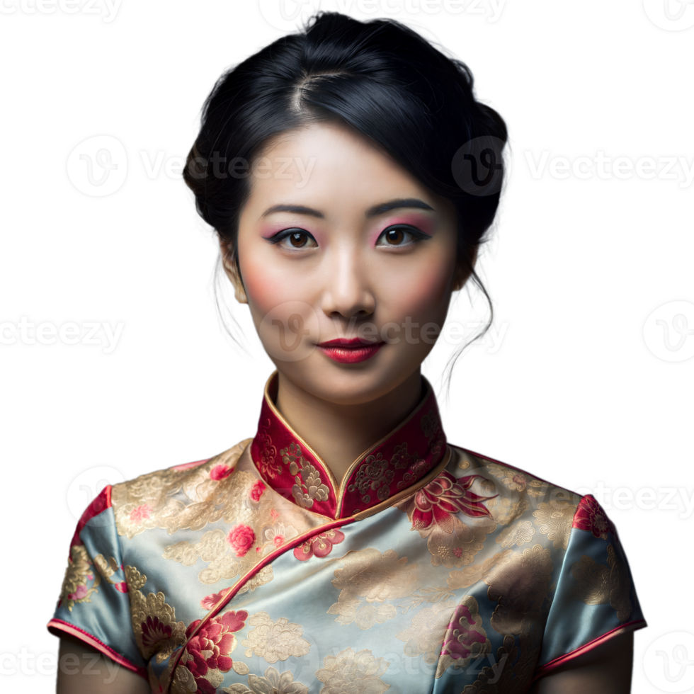 Elegant Woman in Traditional Chinese Dress Posing png
