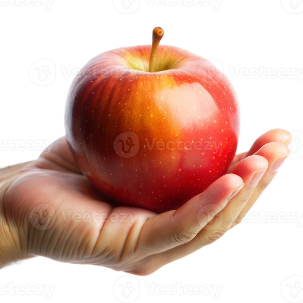Hand Holding a Fresh Red Apple With Transparent Background png