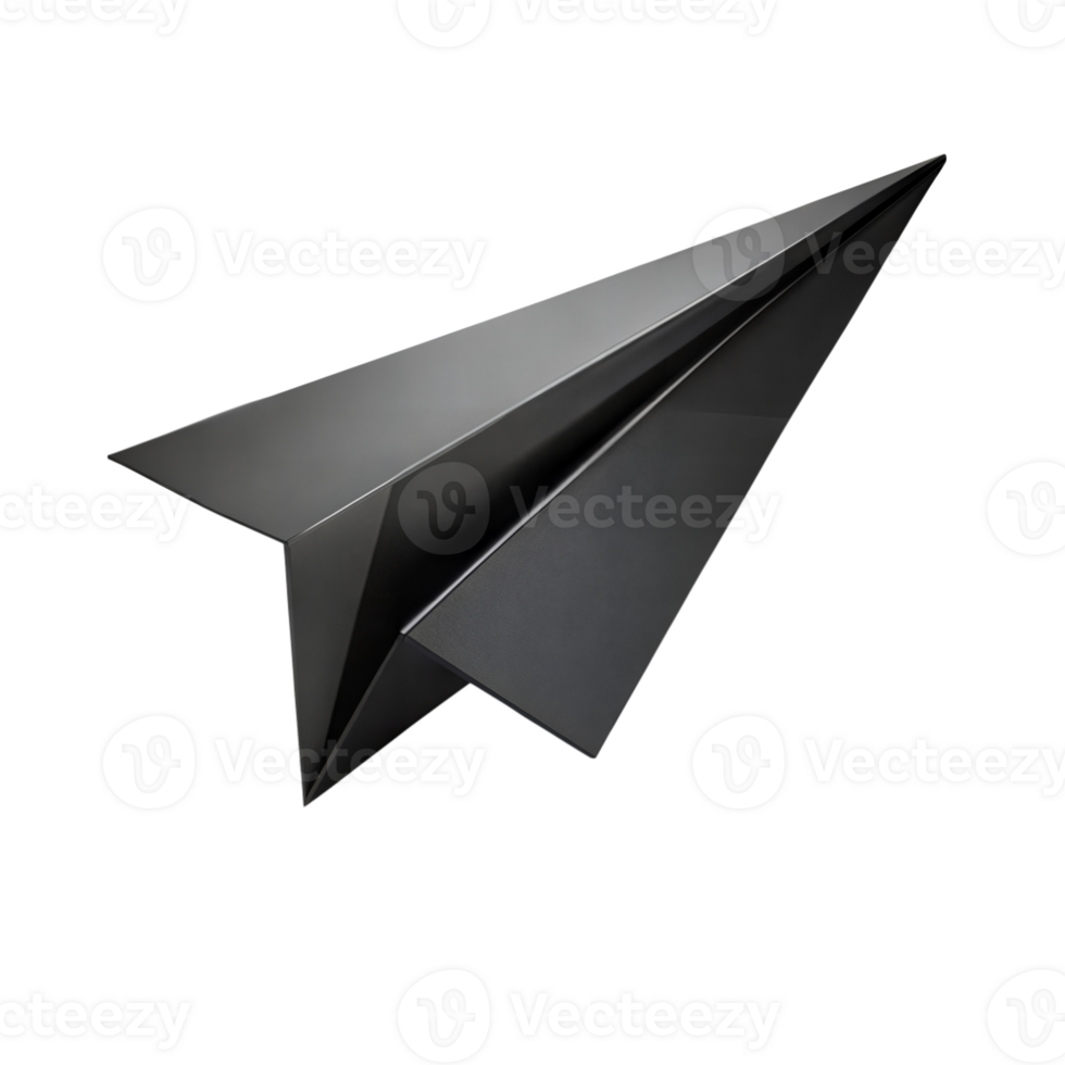 Sleek Black Paper Airplane With Transparent Background png