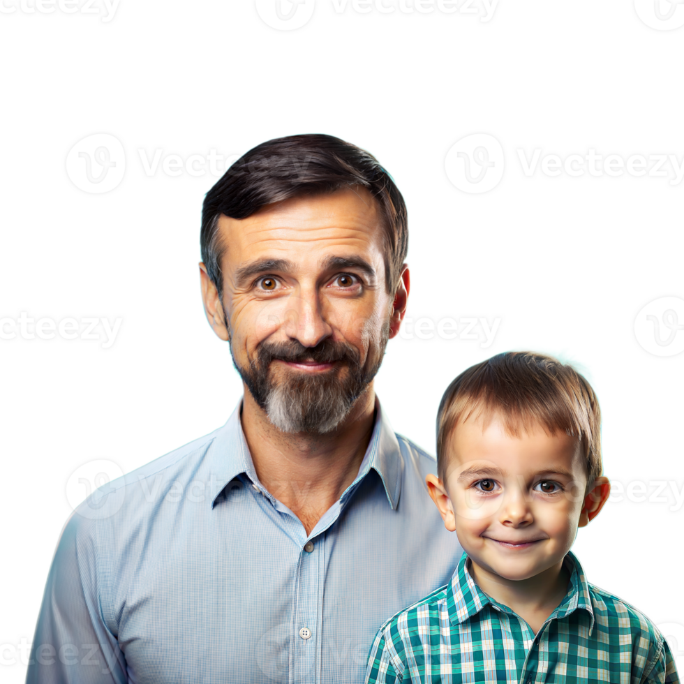 Father and Son Smiling Together in Studio, Transparent Background png