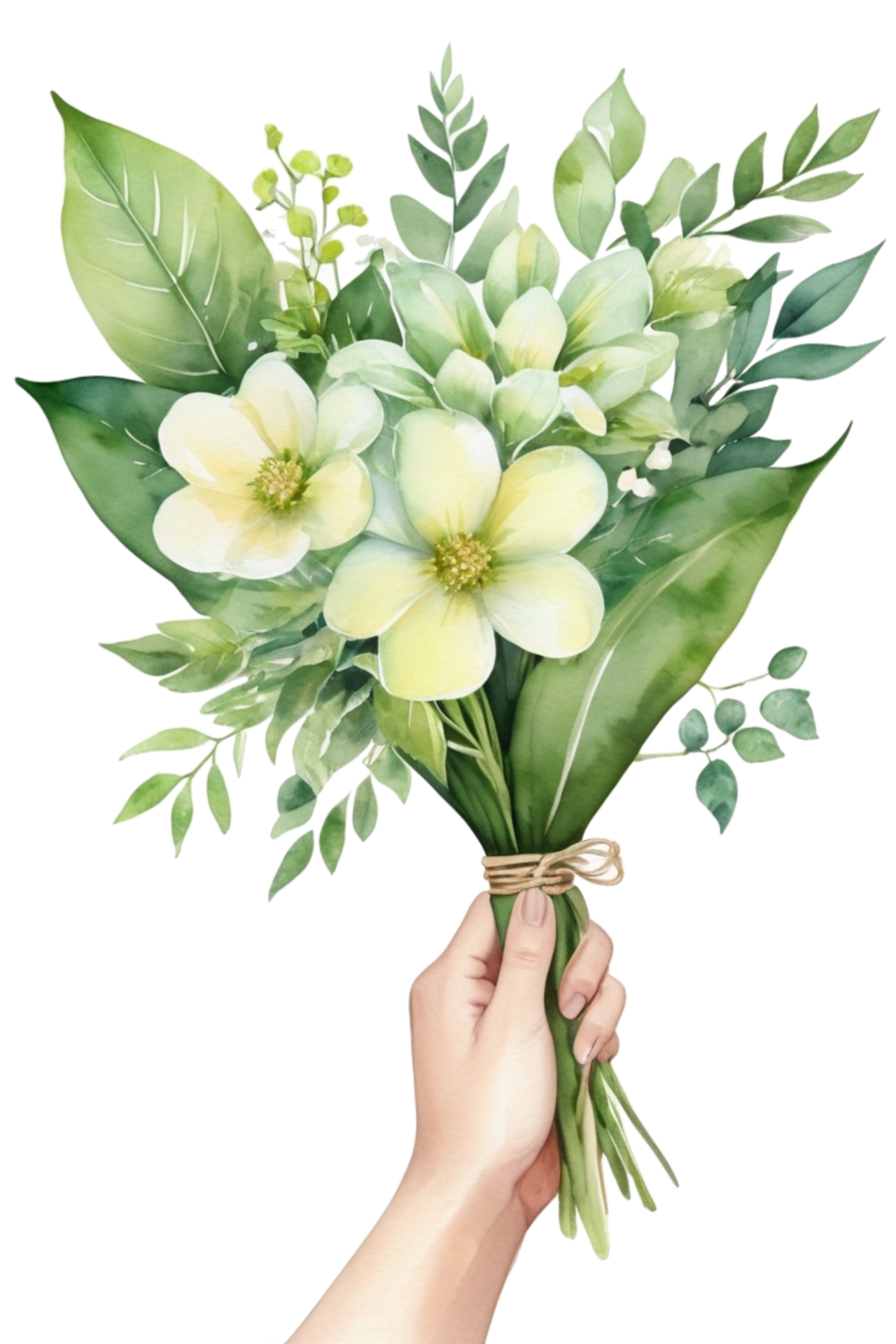 Watercolor flowers hand bouquet clipart ai generate 45944001 png