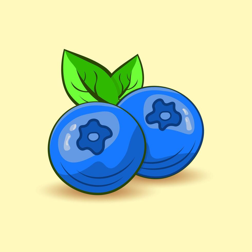 two sprigs of fresh blueberries with green leaves vector