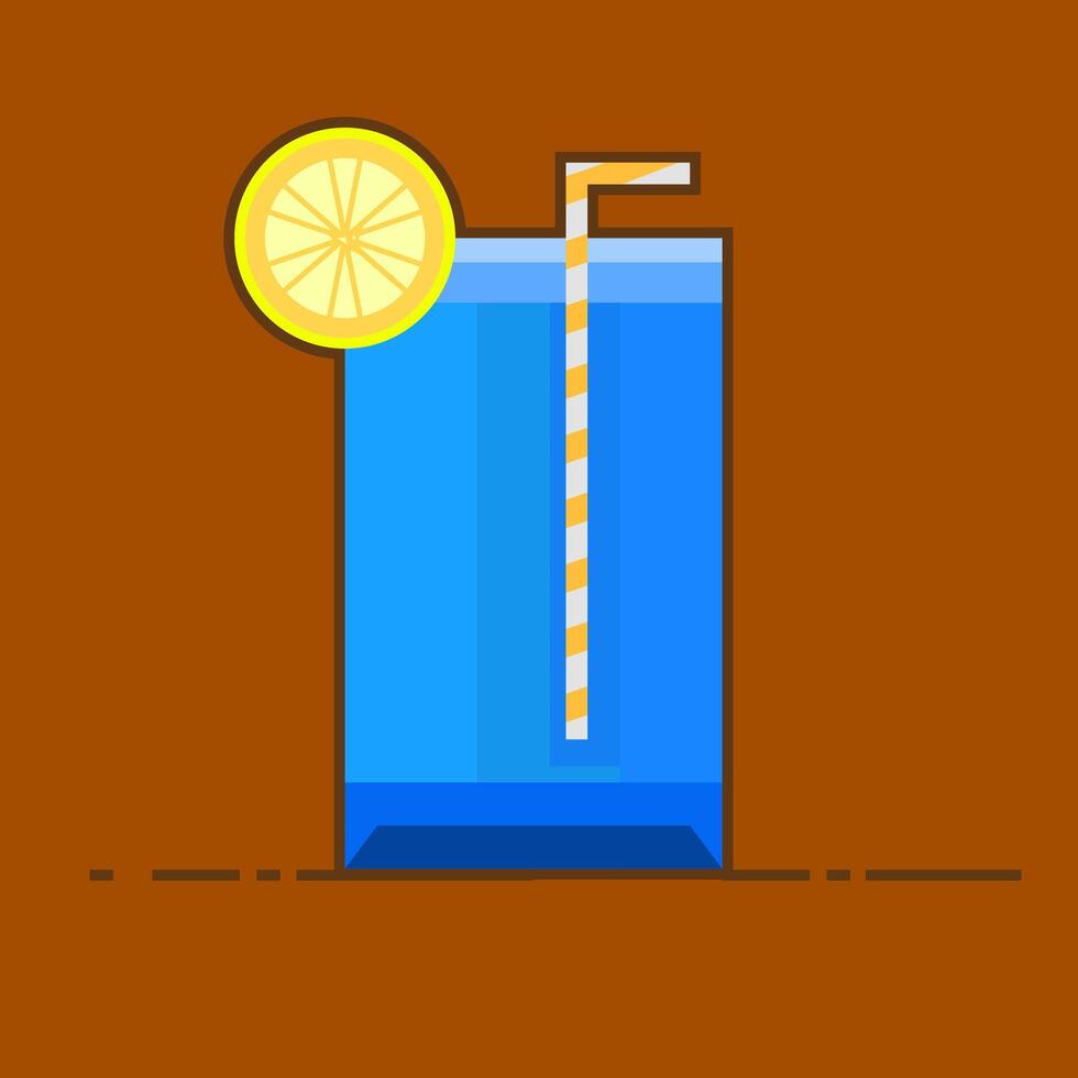 A Blue Lagoon Mocktail with a straw and a slice of lemon on top. The image has a playful and lighthearted mood vector