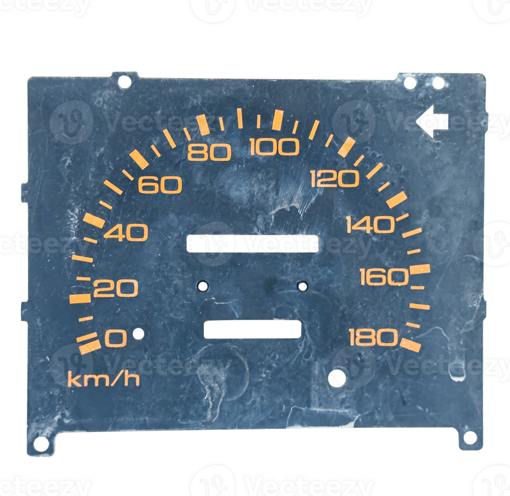 Vintage speedometer dial isolated on transparent background. File png
