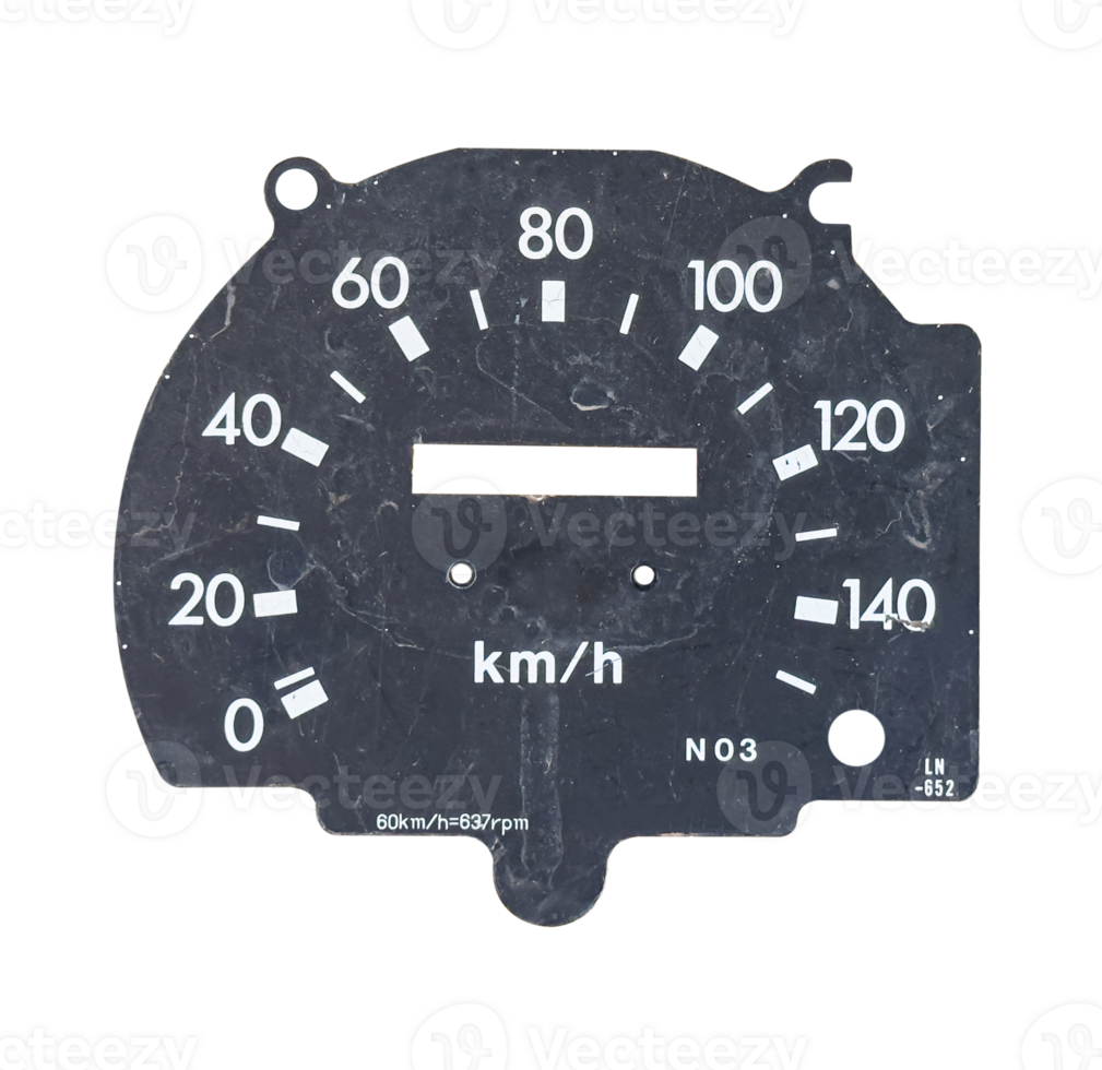 Vintage speedometer dial isolated on transparent background. File png