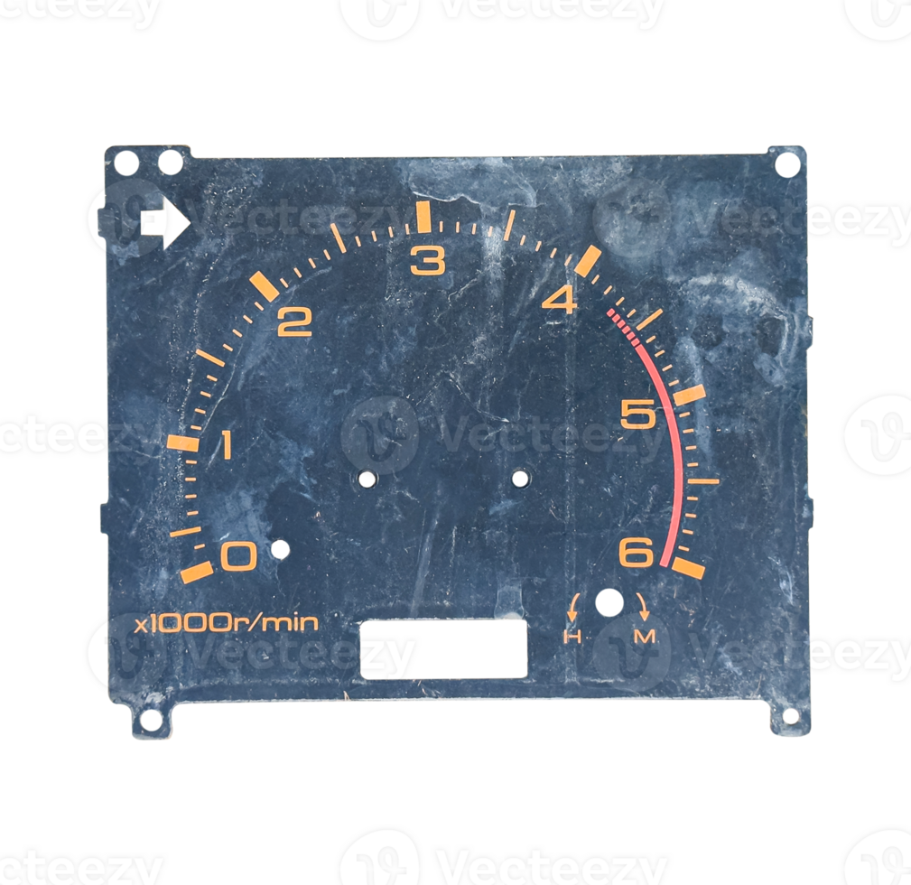 Vintage speedometer dial isolated on transparent background. File png