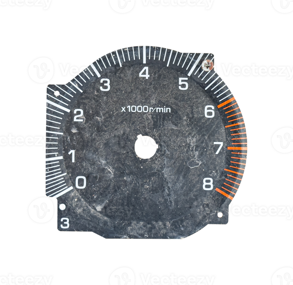 Vintage speedometer dial isolated on transparent background. File png