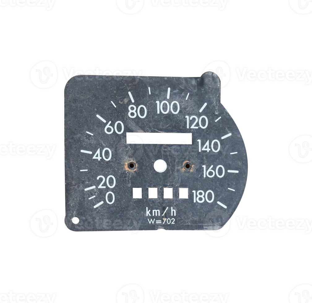 Vintage speedometer dial isolated on transparent background. File png