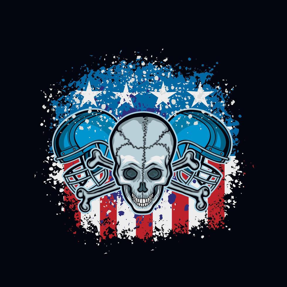 skull and flag of USA, grunge.vintage design t-shirts vector