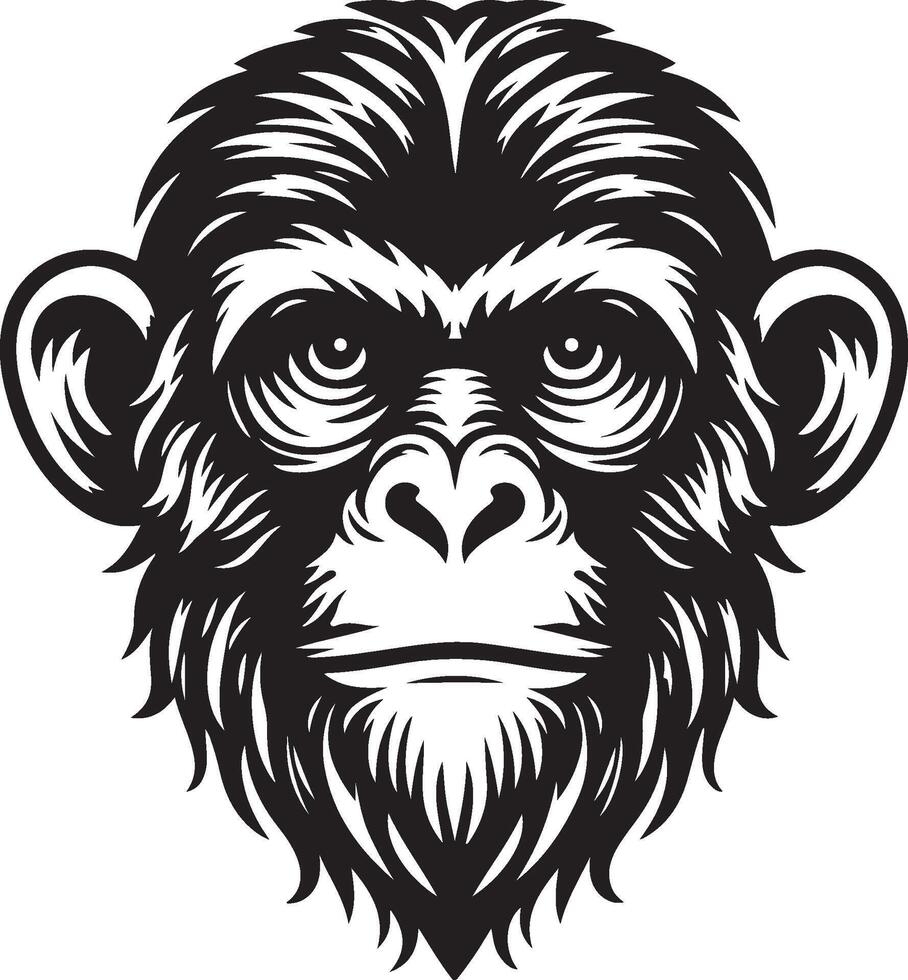 black and cartoon illustration of Monkey head illustration vector