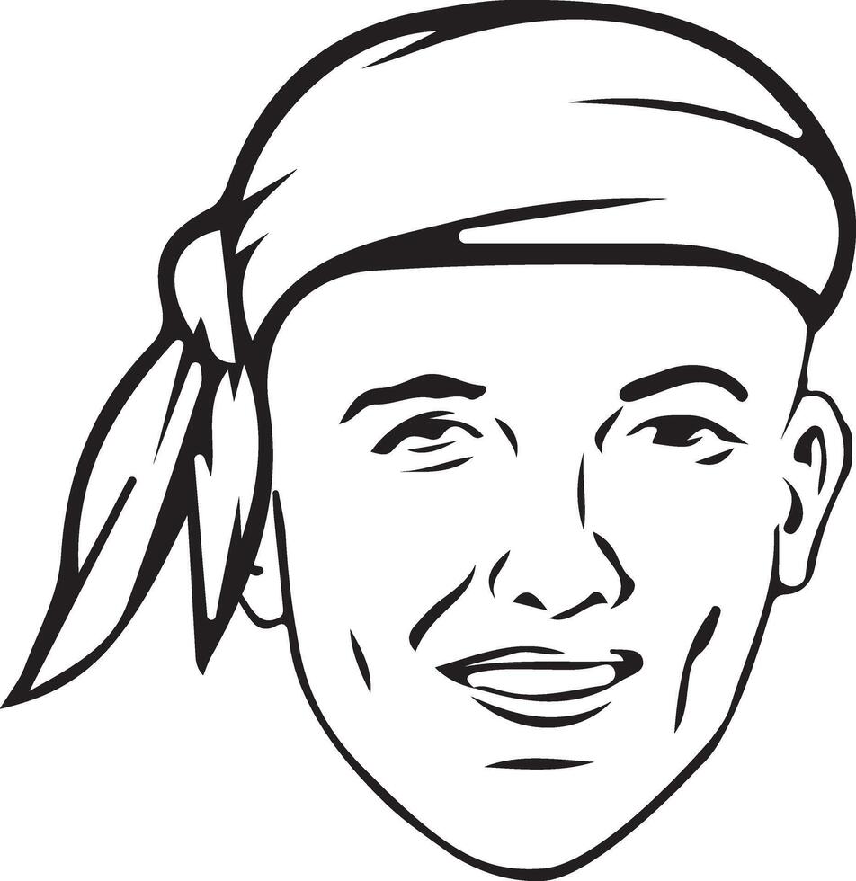 Clipart of man face with bandana icon vector