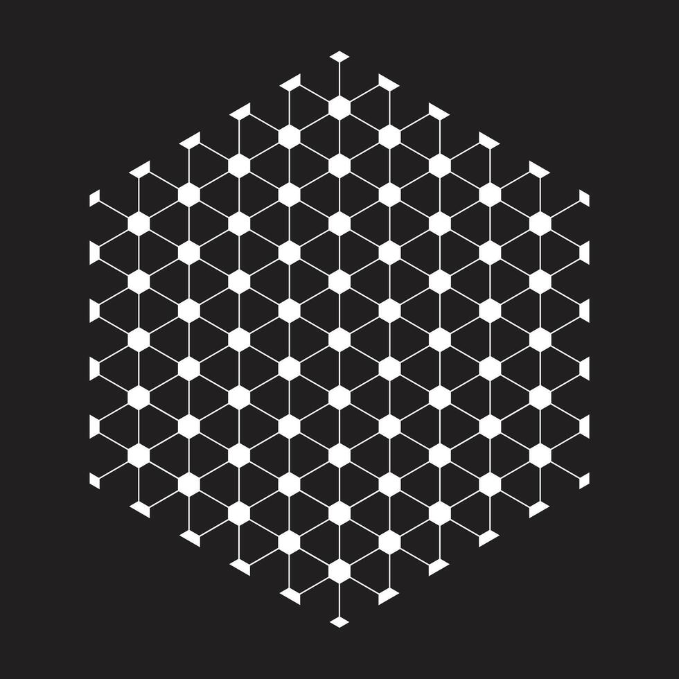 The abstract hexagonal pattern on black background. vector