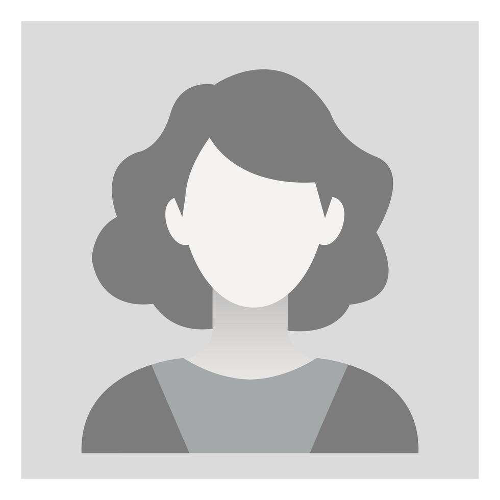 Default female avatar profile icon. Grey photo placeholder. silhouette of woman for social media profiles, icons, screensavers and as template. Greyscale. vector
