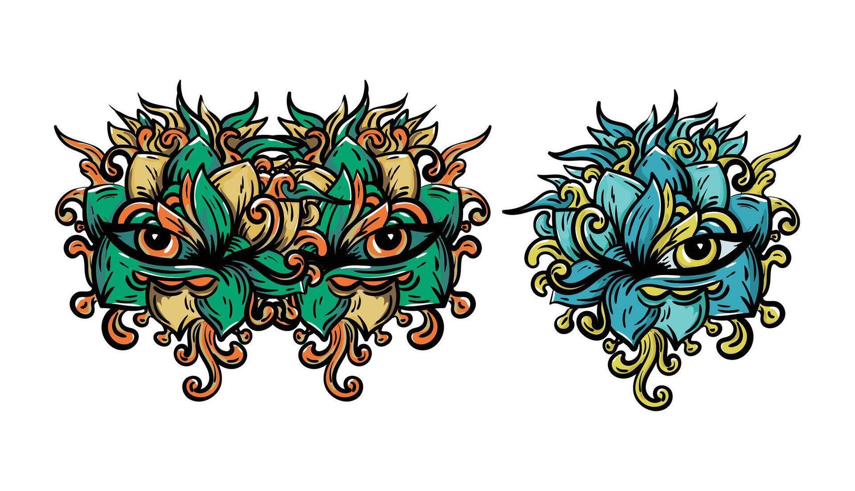 eye art illustration. floral and eye sticker and tattoo template vector