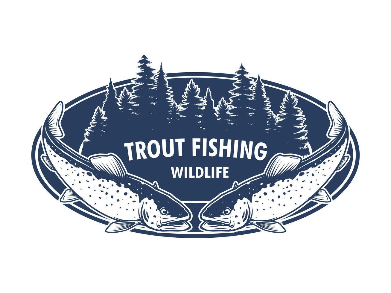 Wild Trout Fishing logo Drawing Template vector